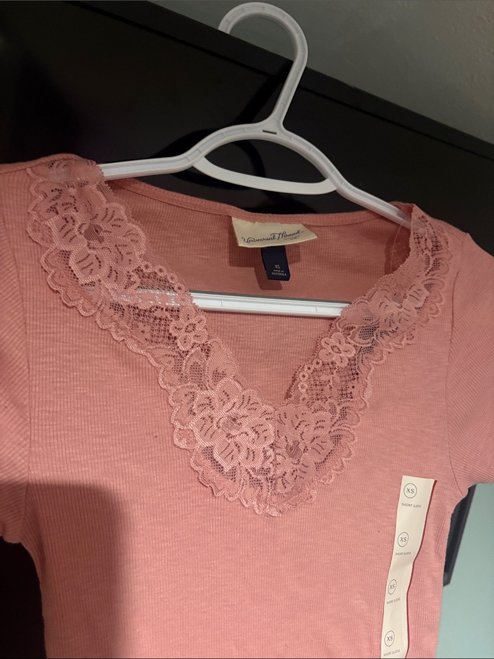 Lot of 3 NWT  Lace-Trim Short Sleeve Top